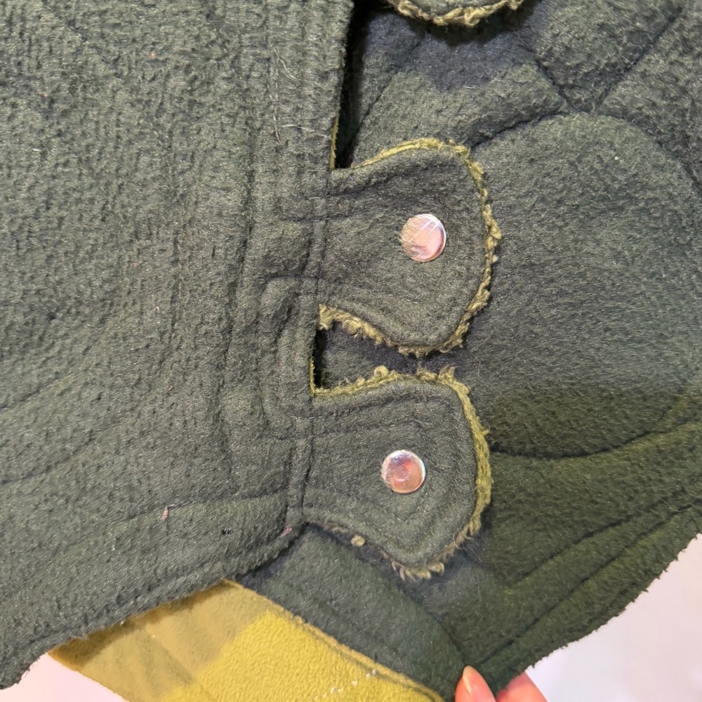 Green Quilted Jacket With Unique Button Design - image 4